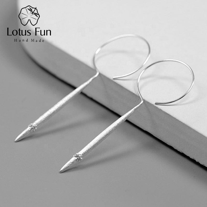 LFJB0162 Minimalist Style 925 Sterling Silver Needle Shape Drop Earrings Round Silver Earring For Women Jewelry Party