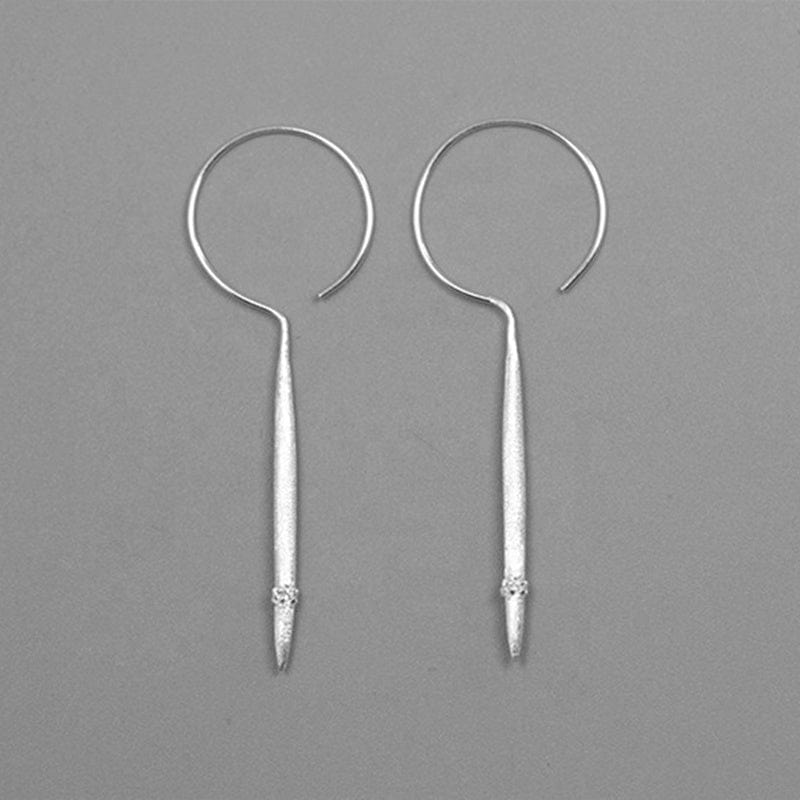 LFJB0162 Minimalist Style 925 Sterling Silver Needle Shape Drop Earrings Round Silver Earring For Women Jewelry Party