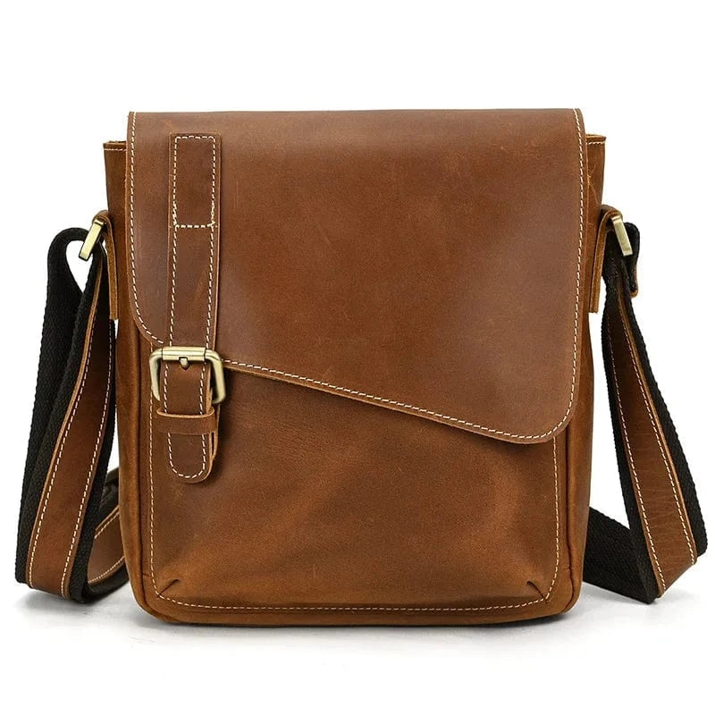 Light Brown Vintage Leather Shoulder Bag Crossbody Handbag for Men and Women Messenger Bags
