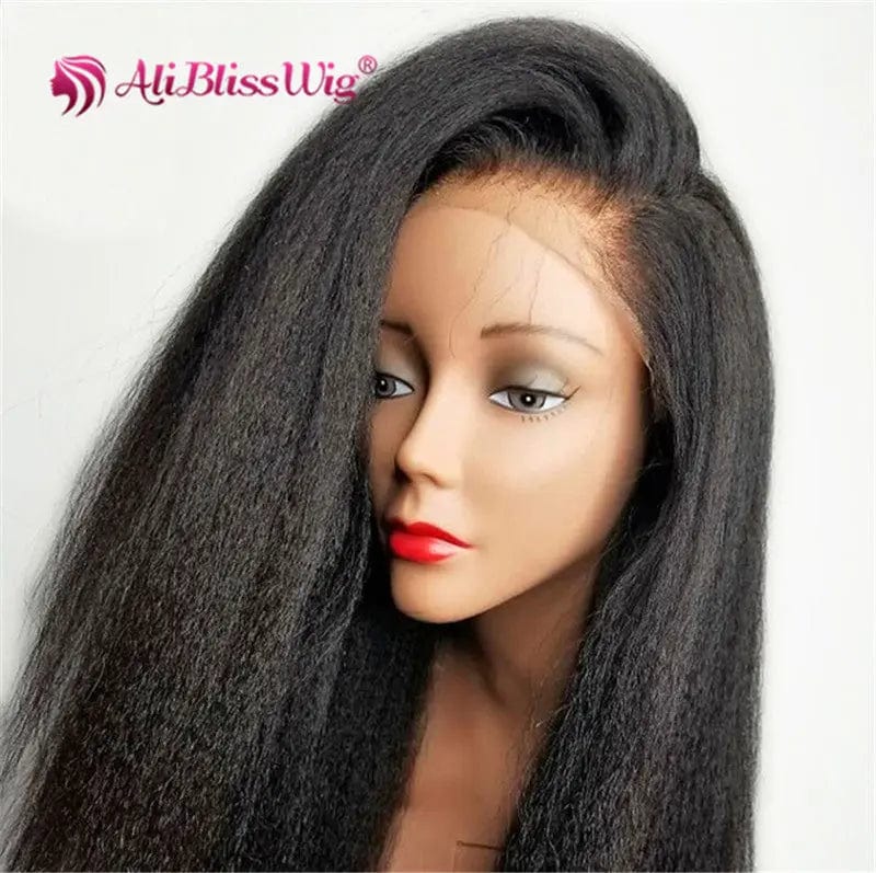 Light Yaki Black Color Cuticle Aligned Virgin Human Hair Wigs
