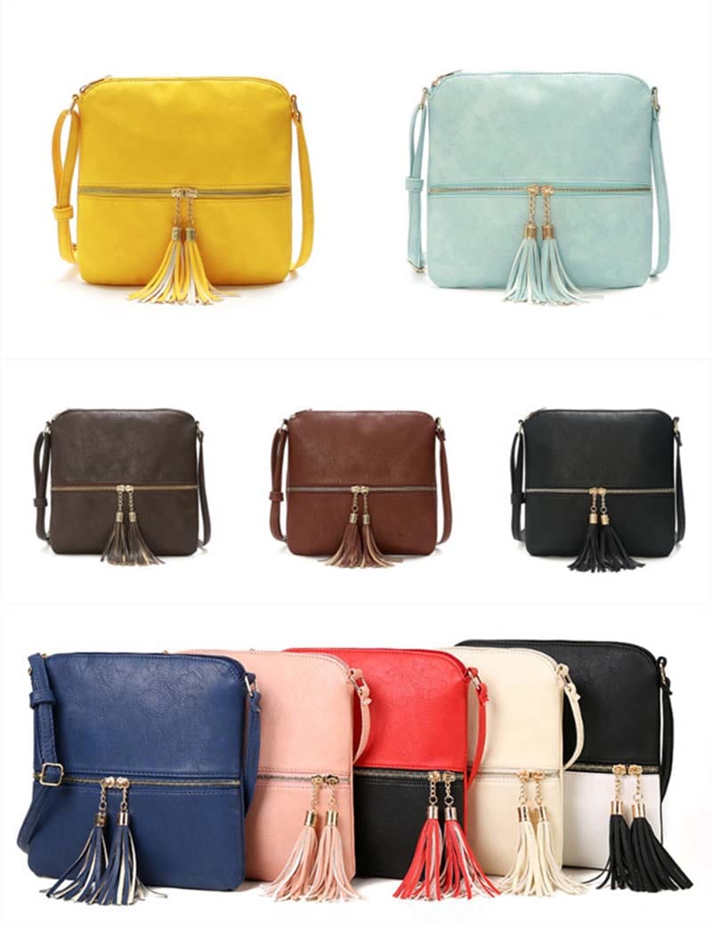 Lightweight Medium Sized Purse Dome Avery Crossbody Bag with Tassel and Zipper Pocket and Adjustable Strap