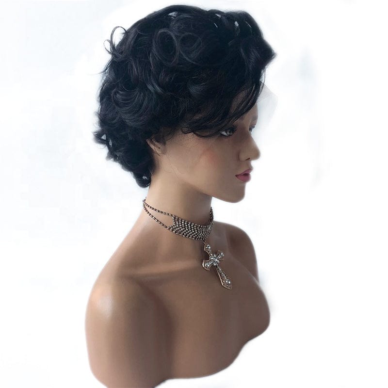 like the picture / black Alisa Hair Short Pixie Cut Wigs for Black Women Customized Style Full Density 13*4 Lace Front Human Hair Wig
