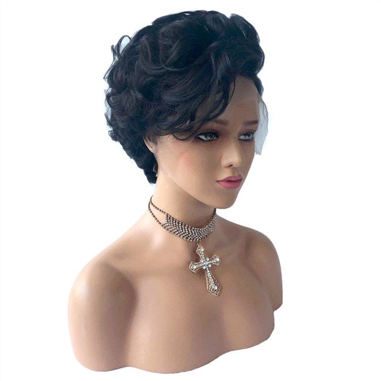 like the picture / black Alisa Hair Short Pixie Cut Wigs for Black Women Customized Style Full Density 13*4 Lace Front Human Hair Wig
