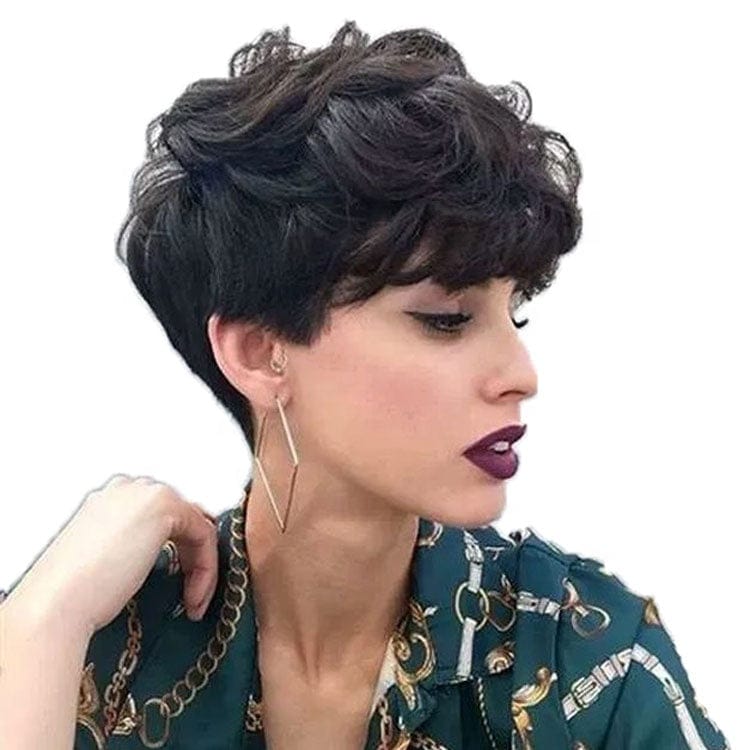 like the picture / black Alisa Hair Short Pixie Cut Wigs for Black Women Customized Style Full Density 13*4 Lace Front Human Hair Wig