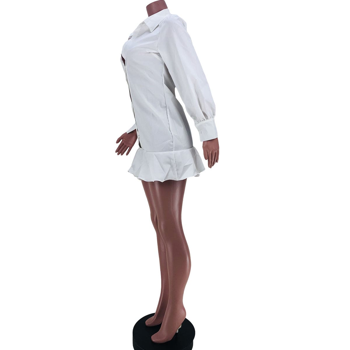 Liu Ming 2022 New Arrivals Women Long Sleeve Buttons Ruffles Sexy Bodycon Mini Dress