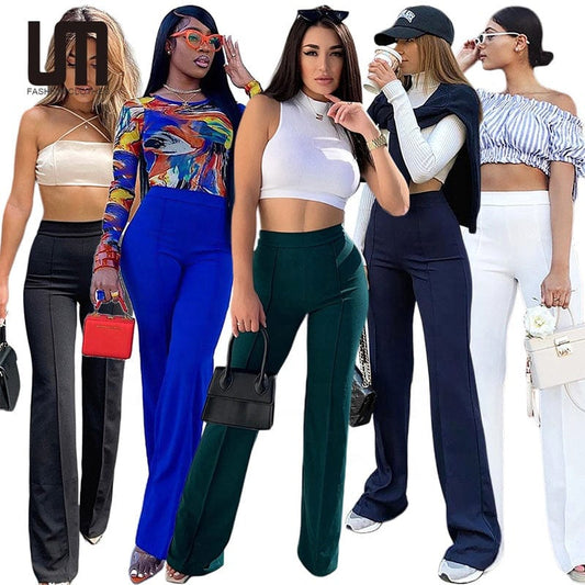 Liu Ming Autumn Women Elegant 2023 New Arrivals High Waist Ladies Long Trousers Flared Pants