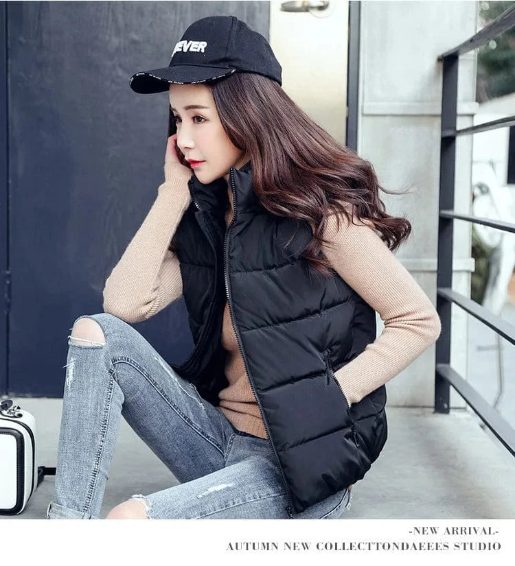 Liu Ming Dropshipping Products 2024 Autumn Winter Women Casual Warm Sleeveless Solid Color Hoodie Jacket Thick Waistcoat