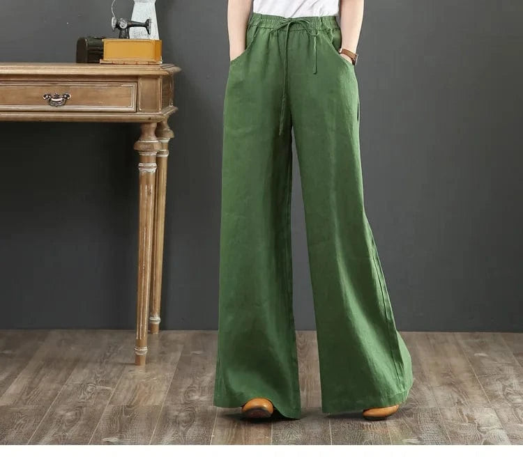 Liu Ming Dropshipping Products 2024 Korean Fashion Summer Women Cotton Linen Pants Oversize Clothes High Waist Trousers