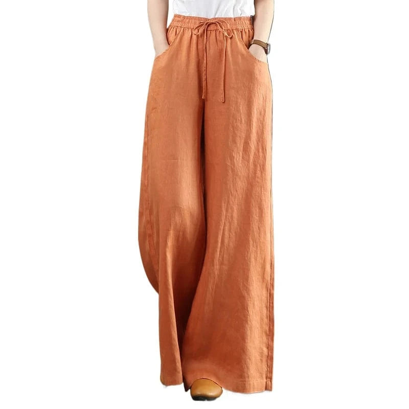 Liu Ming Dropshipping Products 2024 Korean Fashion Summer Women Cotton Linen Pants Oversize Clothes High Waist Trousers