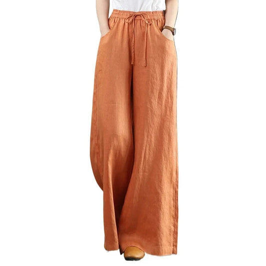 Liu Ming Dropshipping Products 2024 Korean Fashion Summer Women Cotton Linen Pants Oversize Clothes High Waist Trousers