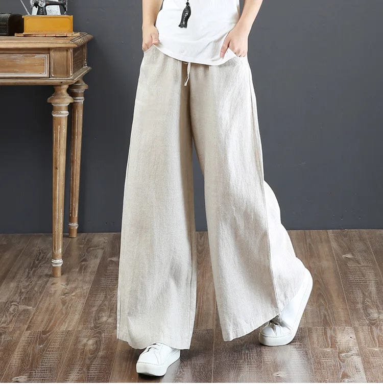 Liu Ming Dropshipping Products 2024 Korean Fashion Summer Women Cotton Linen Pants Oversize Clothes High Waist Trousers