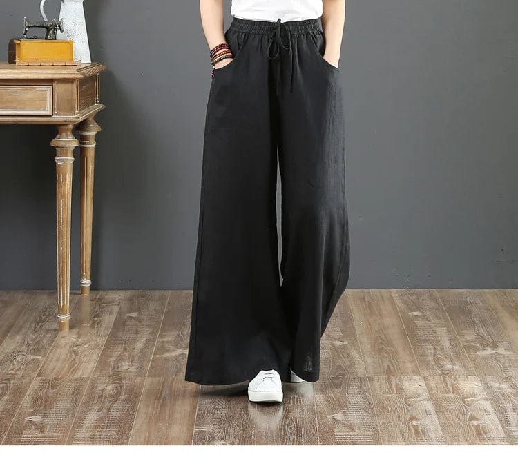 Liu Ming Dropshipping Products 2024 Korean Fashion Summer Women Cotton Linen Pants Oversize Clothes High Waist Trousers