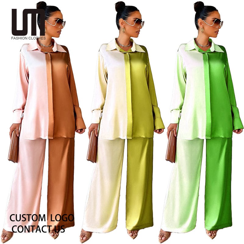 Liu Ming Fall Women Elegant 2023 New Product 2 Piece Outfits Long Sleeve Shirt Pants Suit