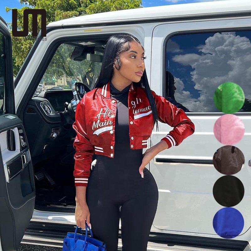 Liu Ming Hot Selling Fashion Winter Women Casual Letter Embroidery Baseball Bomber Jacket Coat