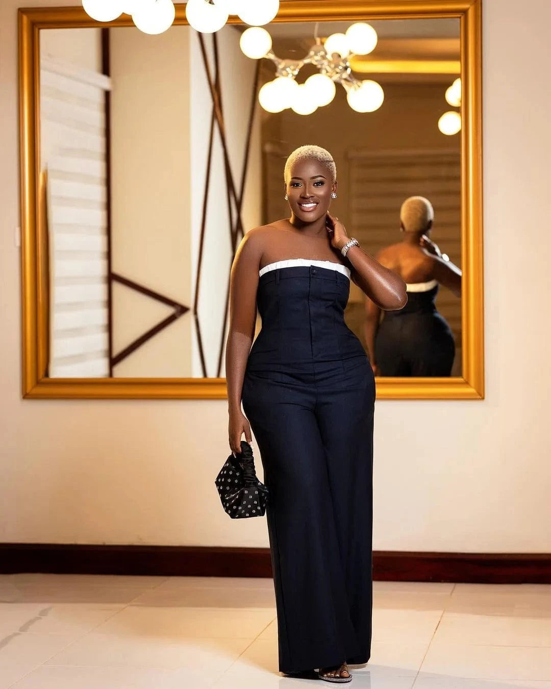 Liu Ming Latest Products 2024 Summer Loose Casual Women Tube Top High Waist Wide Leg Trousers Rompers Jumpsuit