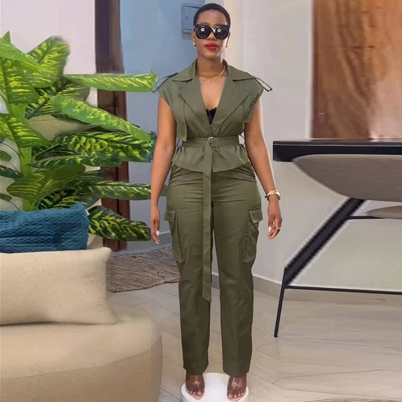 Liu Ming Latest Products 2024 Summer Women s Outfits Tops And Wide Leg Cargo Pants 2 Piece Sets Outfits