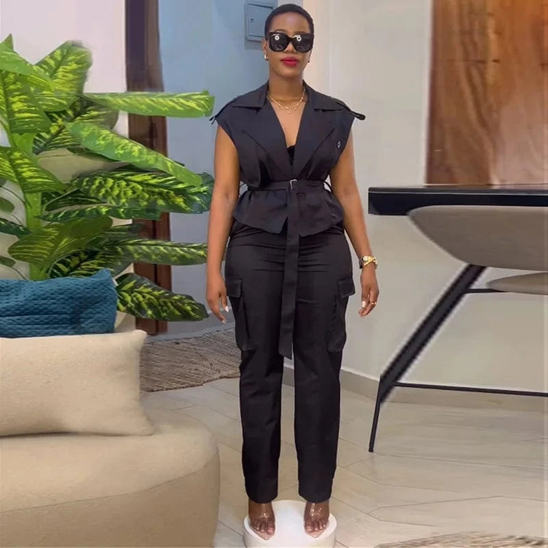 Liu Ming Latest Products 2024 Summer Women s Outfits Tops And Wide Leg Cargo Pants 2 Piece Sets Outfits