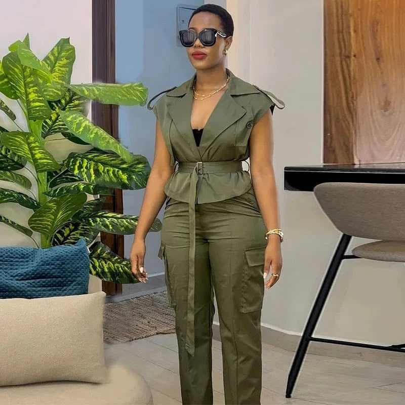 Liu Ming Latest Products 2024 Summer Women s Outfits Tops And Wide Leg Cargo Pants 2 Piece Sets Outfits