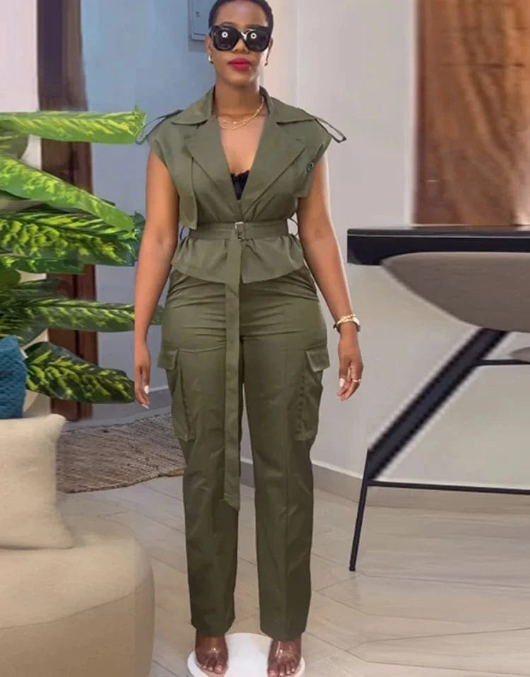 Liu Ming Latest Products 2024 Summer Women s Outfits Tops And Wide Leg Cargo Pants 2 Piece Sets Outfits