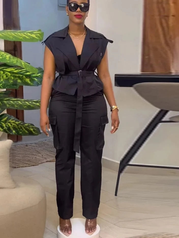 Liu Ming Latest Products 2024 Summer Women s Outfits Tops And Wide Leg Cargo Pants 2 Piece Sets Outfits