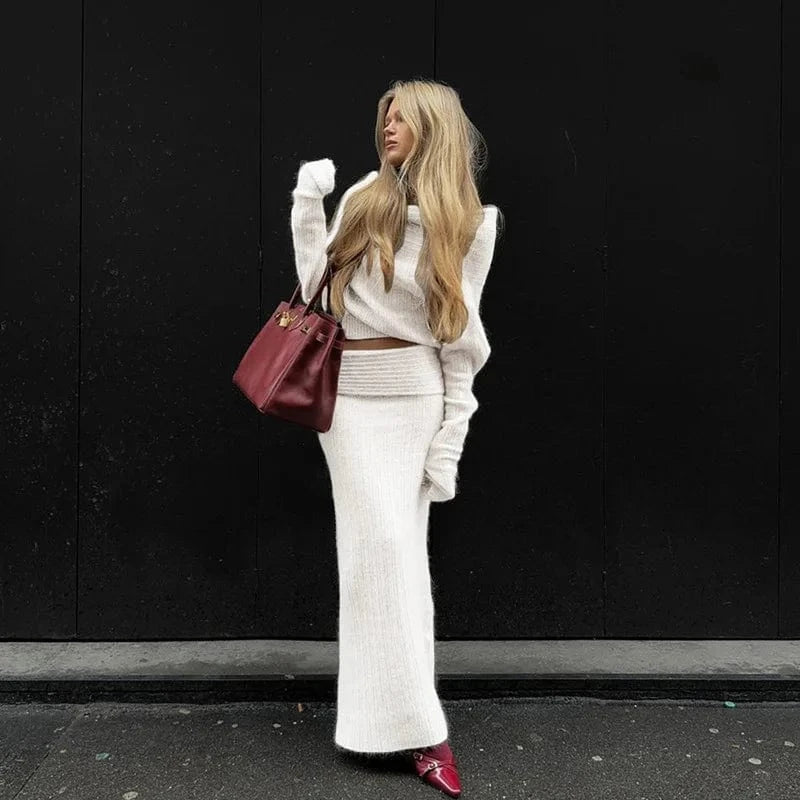 Liu Ming New 2024 Products Women Sexy Two Piece Off Shoulder Tops Bodycon Long Skirt Casual Outfit