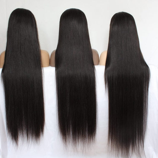 LIve Stream  Long 40inch deep wave Silk Straight Transparent 13x4 Lace Frontal Wig