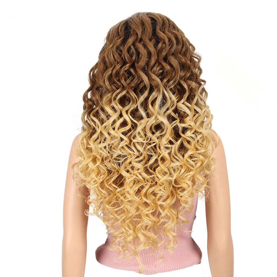 Long curly transparent full hd wholesale vendors body wave front lace frontal wig synthetic hair closure wigs