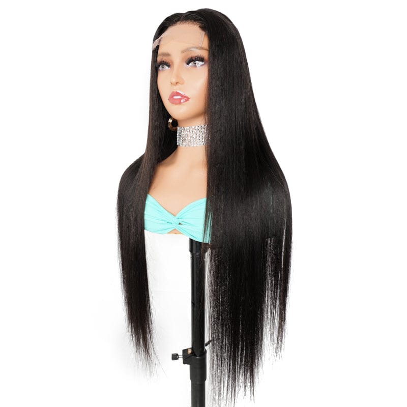 Long Peruvian Glueless Transparent HD 4*4 Frontal 4x4 Lace Front 100% Human Hair Real Bone Straight Closure Wig for Black Women