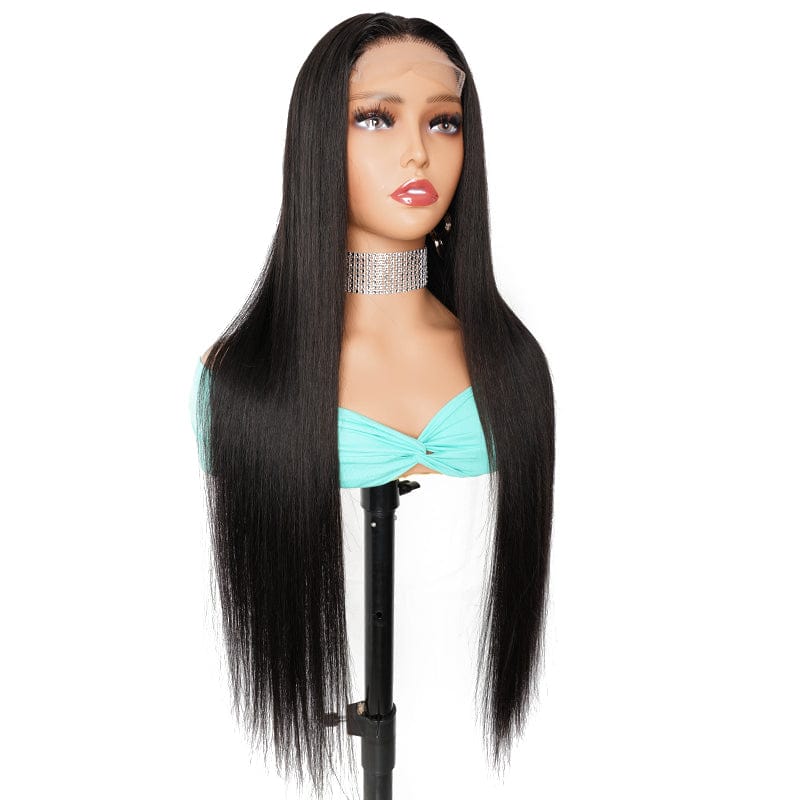 Long Peruvian Glueless Transparent HD 4*4 Frontal 4x4 Lace Front 100% Human Hair Real Bone Straight Closure Wig for Black Women