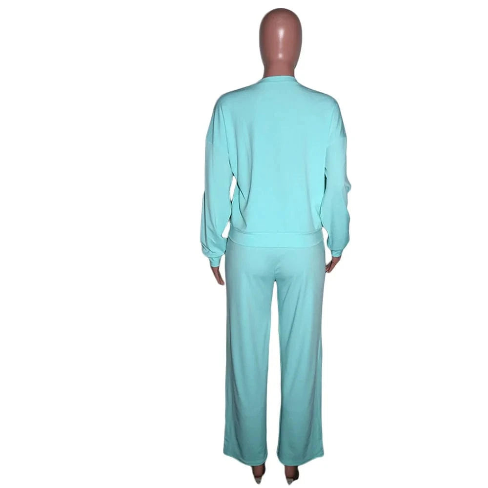 Long Sleeve Fall Winter Loose Sweatshirt Suit Jogger Sweatsuit Outfits For Women Clothing Casual Two Piece Pants Set Tracksuit