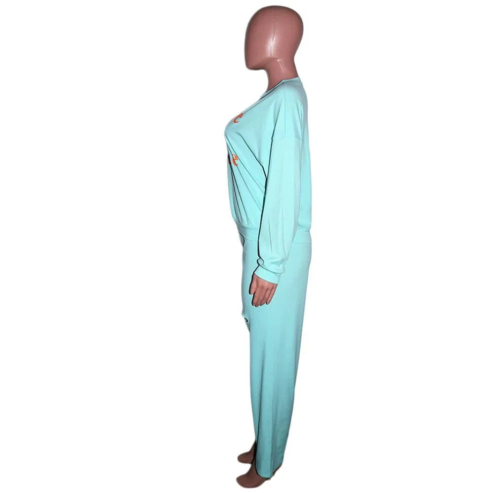 Long Sleeve Fall Winter Loose Sweatshirt Suit Jogger Sweatsuit Outfits For Women Clothing Casual Two Piece Pants Set Tracksuit