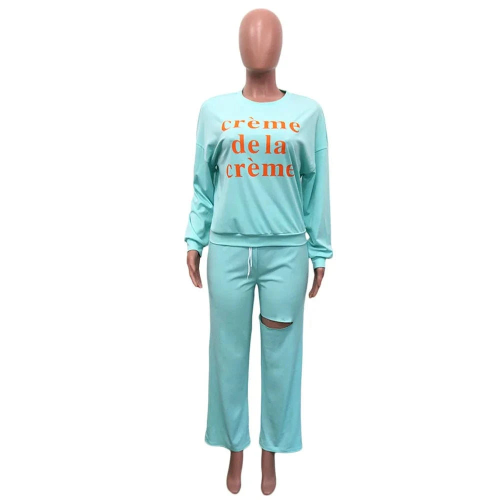Long Sleeve Fall Winter Loose Sweatshirt Suit Jogger Sweatsuit Outfits For Women Clothing Casual Two Piece Pants Set Tracksuit