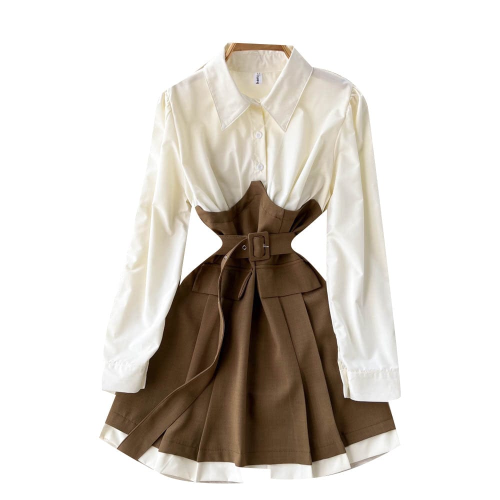 Long Sleeve Striped A-line Dress Autumn Contrast Color Mini Dress Ladies Casual Dress Clothes Women Wholesale