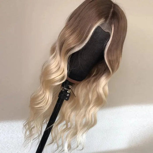Long Wavy HD Lace Wig Ash Blonde Color Body Wave Brazilian Human Hair Lace Front Wigs