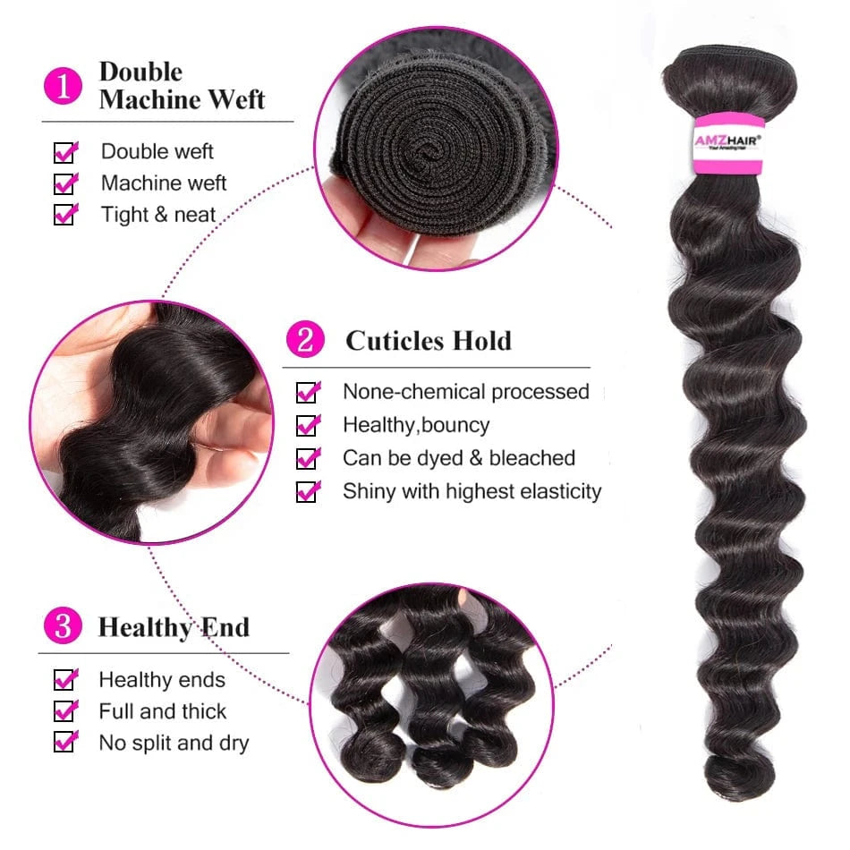 Loose Deep Wave Peruvian Hair Bundles Double Weft Human Hair Bundles Cuticle Aligned Virgin Human Hair Bundles Vendor Wholesale