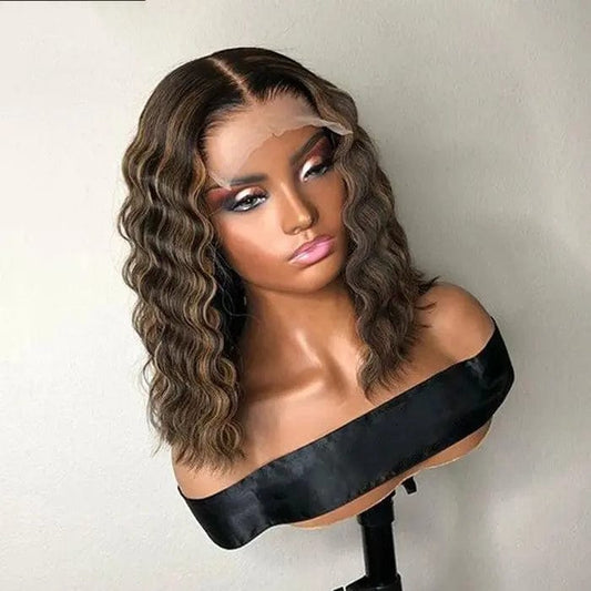 Loose Wave Real Human Hair Wig Ombre 2 Tone Highlight Honey Brown Color 13*4 Lace Front Wig For Black Women