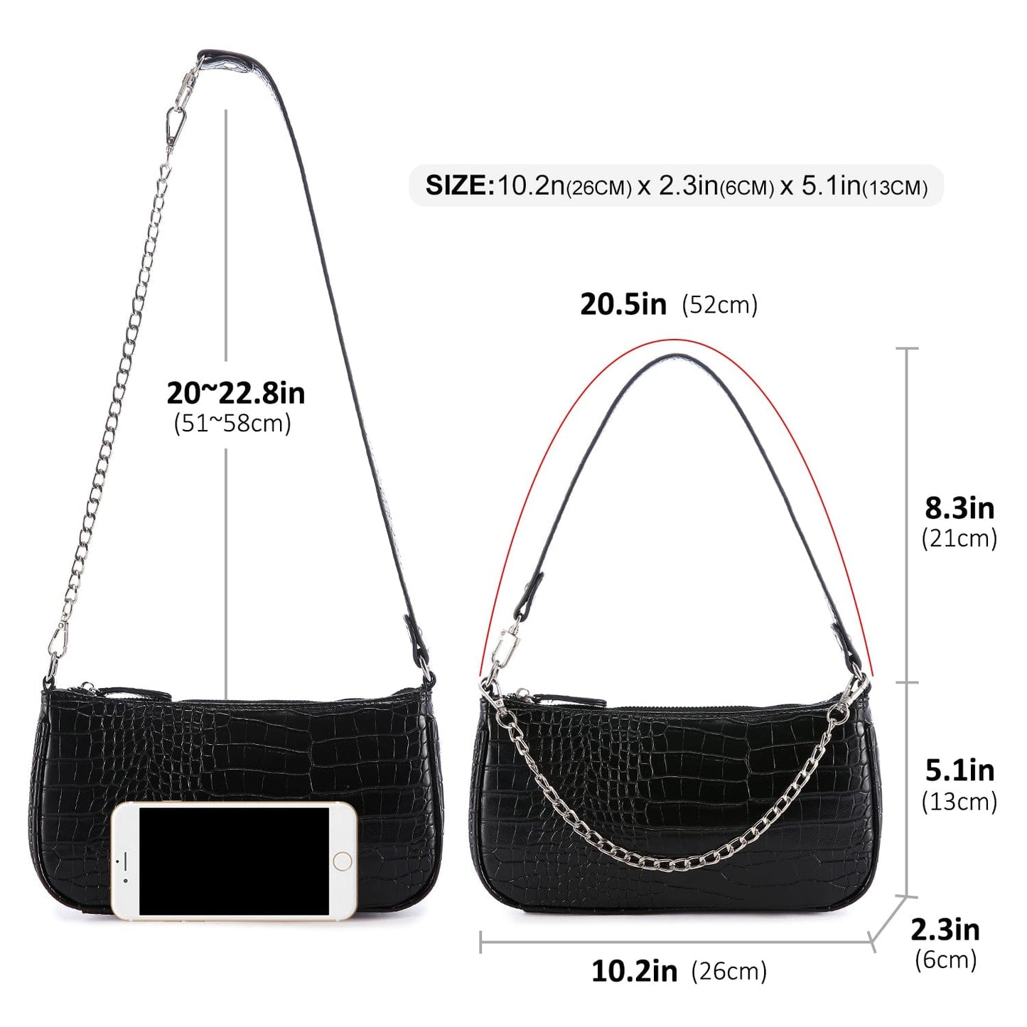 LOVEVOOK Crocodile Pattern PU leather Small Purse for Women Retro Classic Tote HandBag Ladies Shoulder Clutch Purse Bags