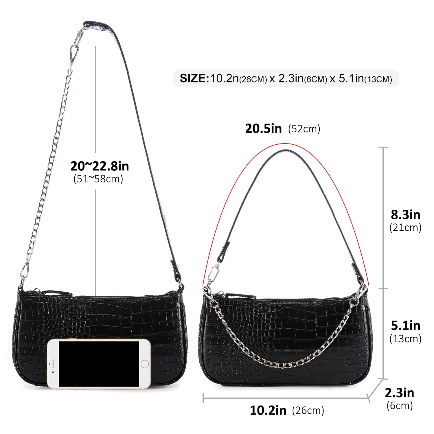 LOVEVOOK Crocodile Pattern PU leather Small Purse for Women Retro Classic Tote HandBag Ladies Shoulder Clutch Purse Bags