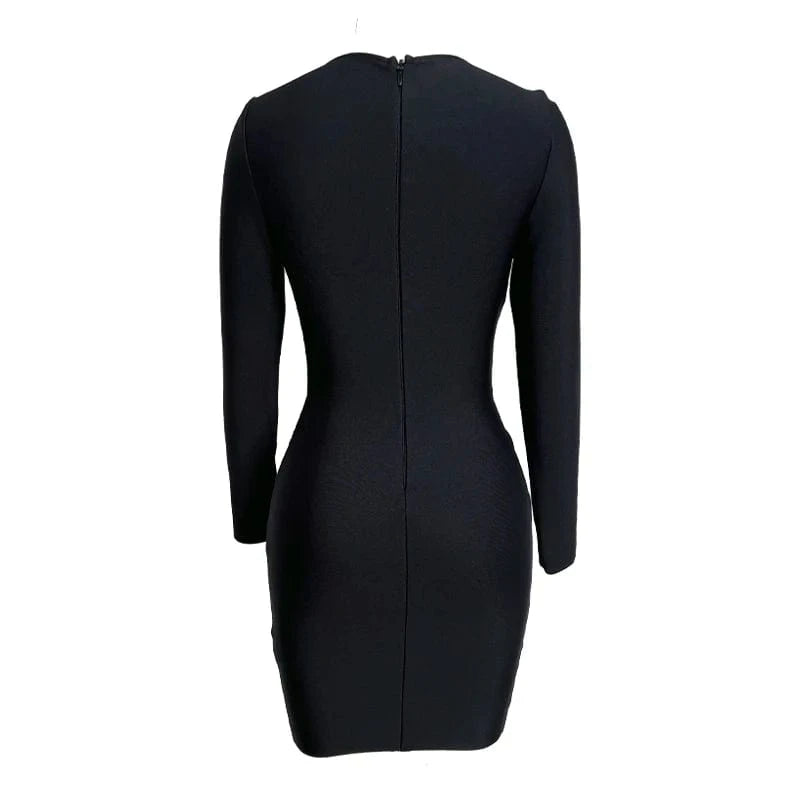 LS2367 Kimshein High Quality Bandage Dresses Long Sleeve V Neck Dress Rhinestone Dress  For Women Party