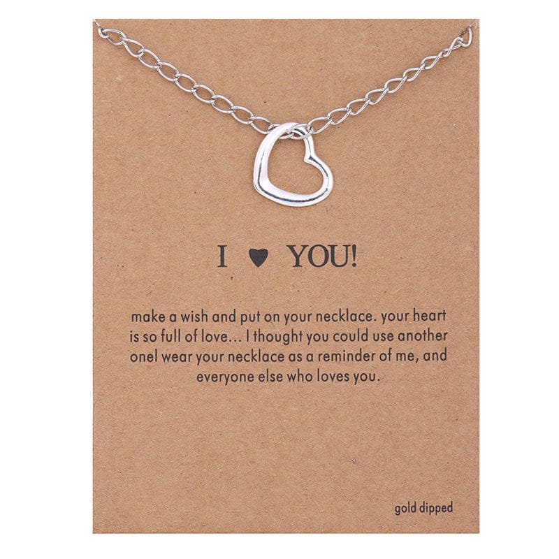 Lucky Best Wishes Card Mother's Day  Gift Women Jewelry Accessory Choker Alloy Girl Engraved Charm Collarbone Pendant Necklaces