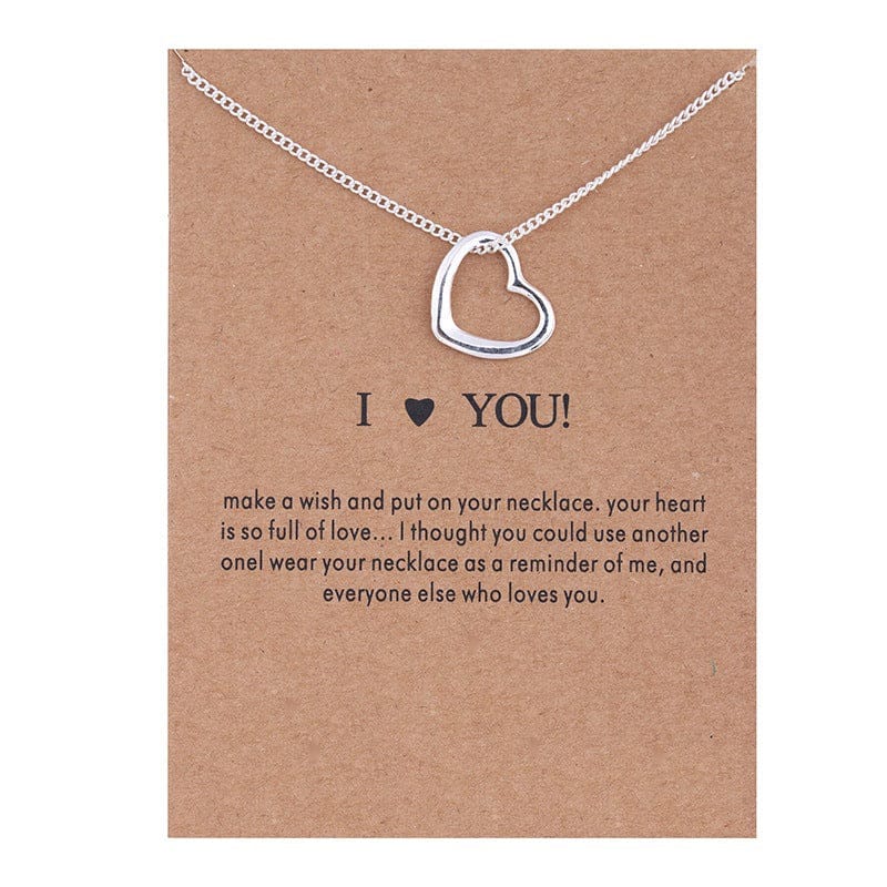 Lucky Best Wishes Card Mother's Day  Gift Women Jewelry Accessory Choker Alloy Girl Engraved Charm Collarbone Pendant Necklaces