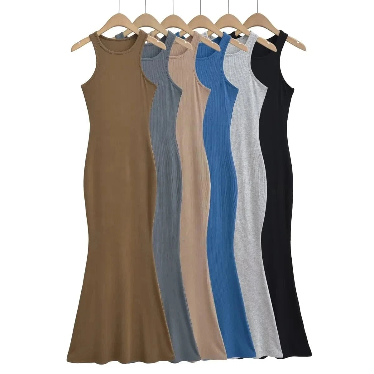 Luluxixiyaya Hot Sale Summer Women's Clothing Tank Top Dresses Flare Sleeveless Mermaid Casual Dress