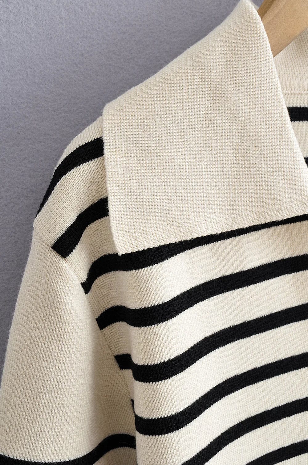 Luluxixiyaya Women V neck Sailor Collar Pullover Stripe design Sweater