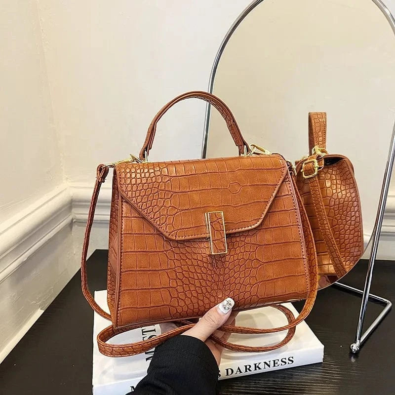 Luxury Bags For Women Crocodile Leather Messenger Bag Large Capacity Female Tote 2023 Brand Designer Office Lady Elegant Handbag