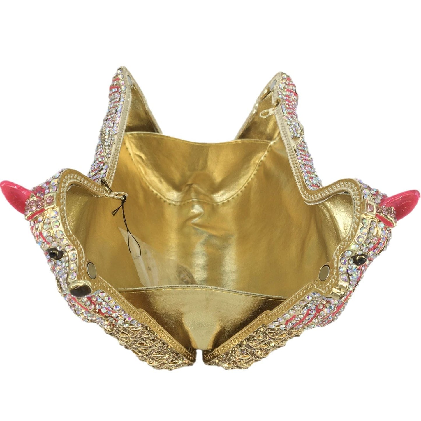 Luxury Basket Dog Crystal Rhinestone Party Clutch Evening Bag Metal Frame Diamond Clutches Handbag Party Purse