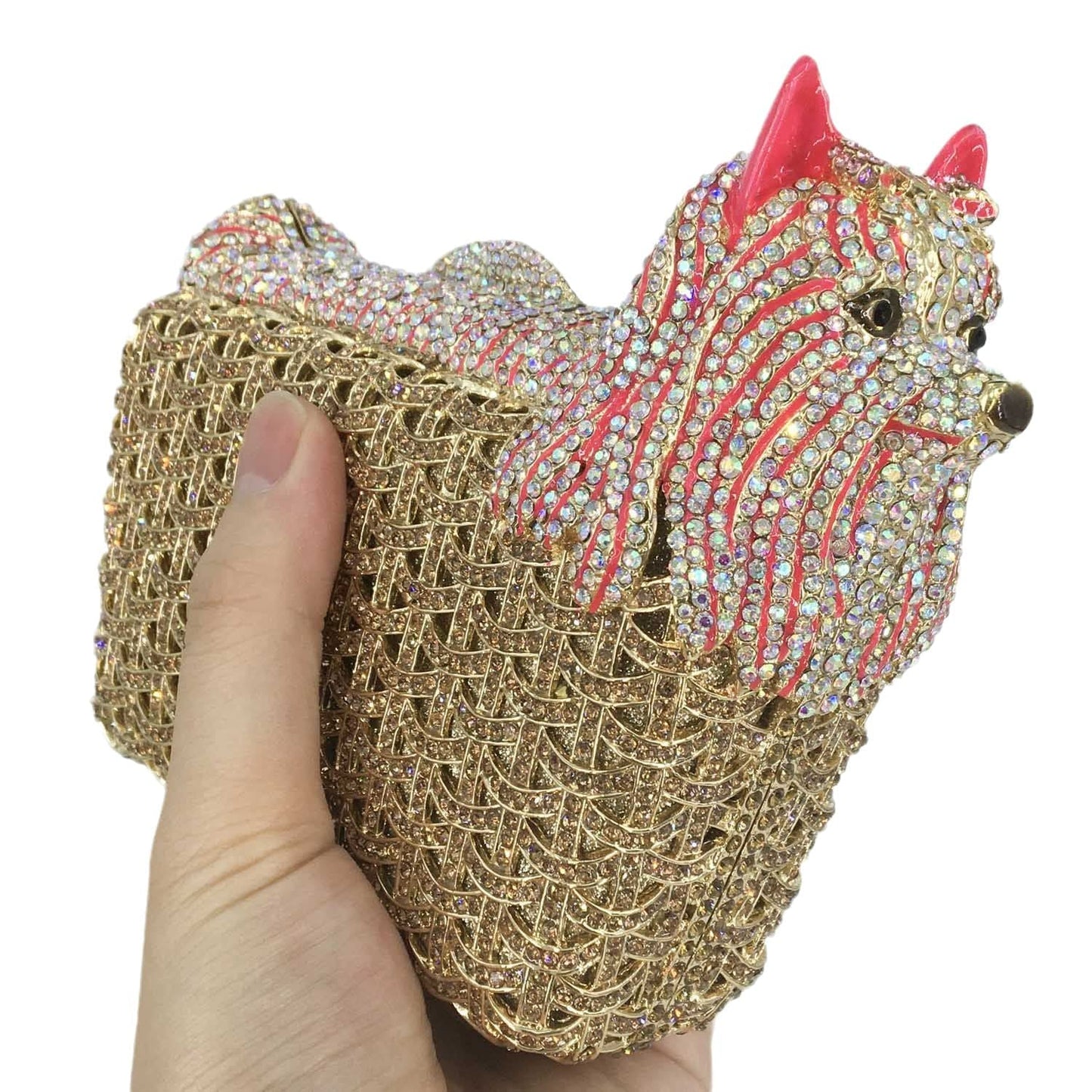 Luxury Basket Dog Crystal Rhinestone Party Clutch Evening Bag Metal Frame Diamond Clutches Handbag Party Purse