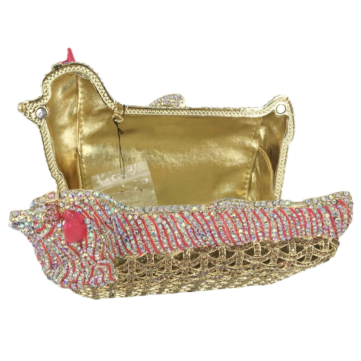 Luxury Basket Dog Crystal Rhinestone Party Clutch Evening Bag Metal Frame Diamond Clutches Handbag Party Purse
