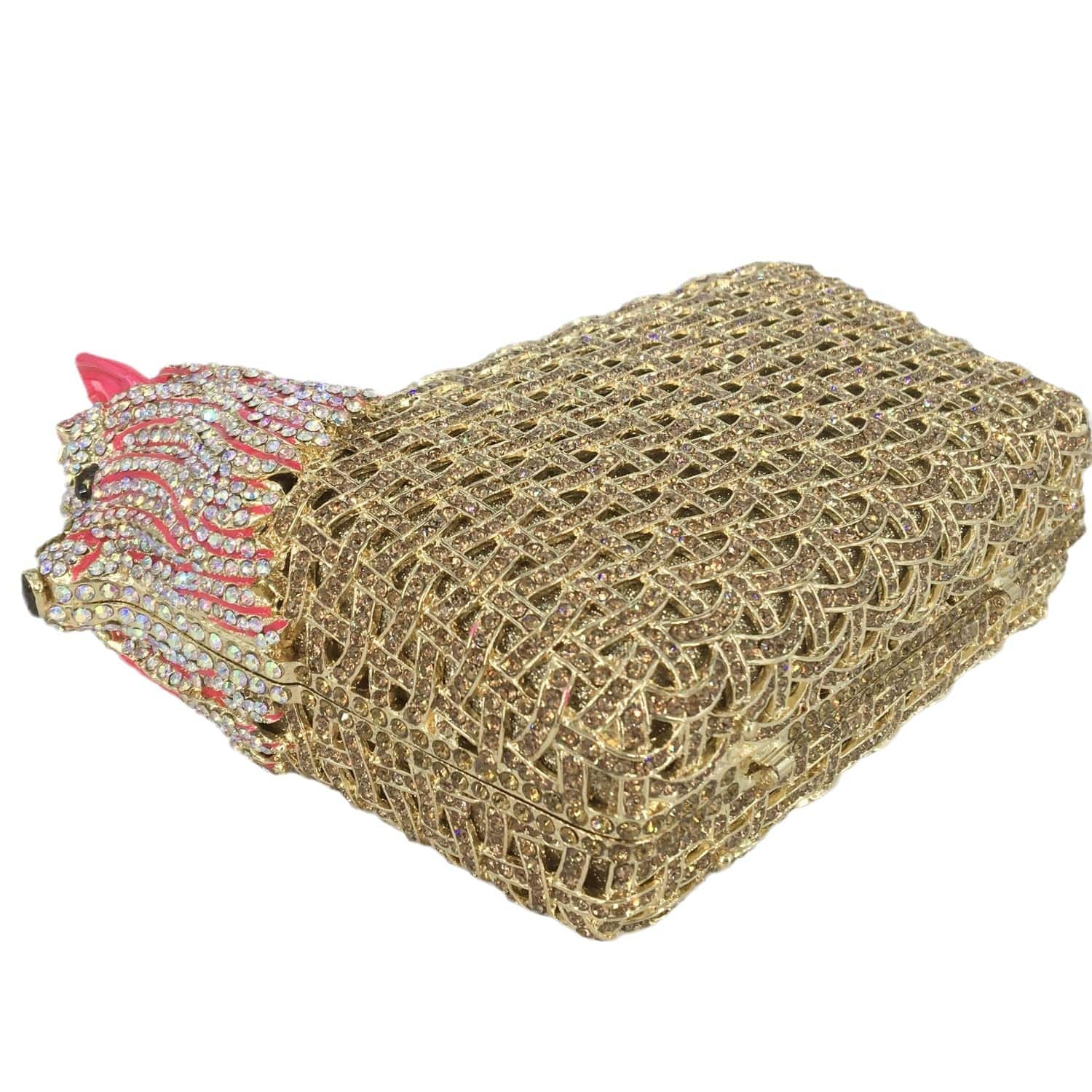 Luxury Basket Dog Crystal Rhinestone Party Clutch Evening Bag Metal Frame Diamond Clutches Handbag Party Purse