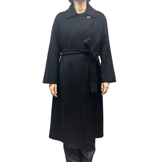 Luxury Belted Extra Long Cashmere Coats Elegant Oversized Women Cashmere Coats