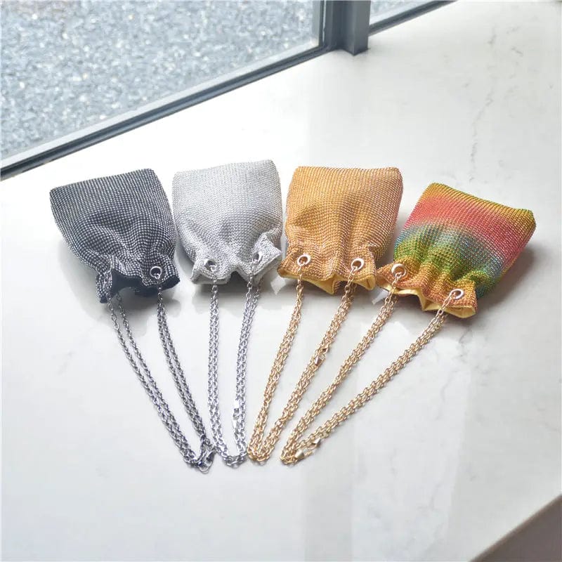 Luxury  Bling Crystal Bucket Shoulder Bag Clutch Evening Rhinestone Bag Ladies Diamond Party Purse Bucket Handbag for Women